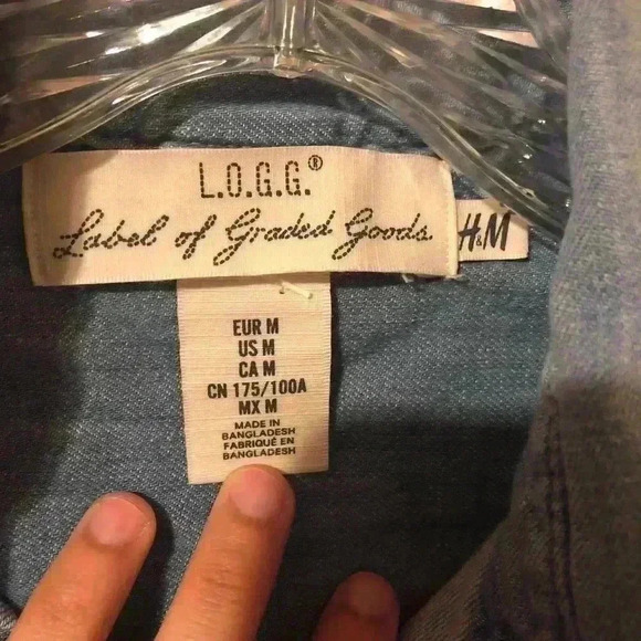 H&M men’s denim button down shirt size medium - Picture 2 of 2